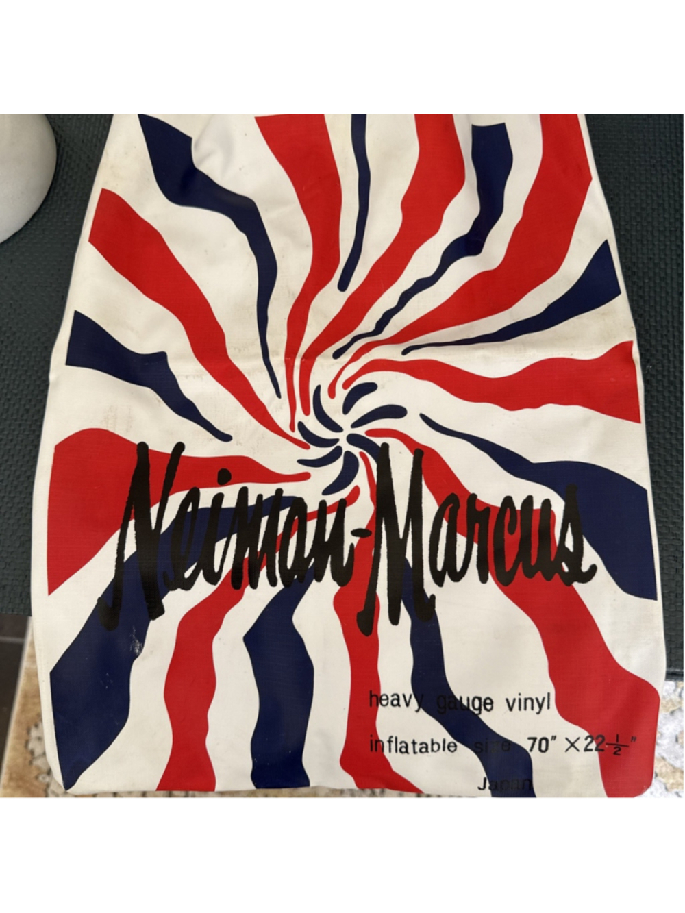 Neiman Marcus Red White Blue Vinyl Tote Vintage 1970s Mid Century Modern